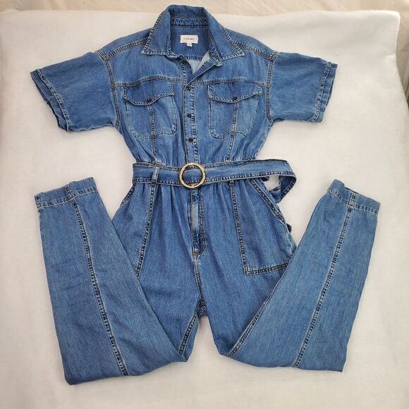 Frame Arie Denim Jumpsuit Size X Small Tall Petite - Picture 9 of 14